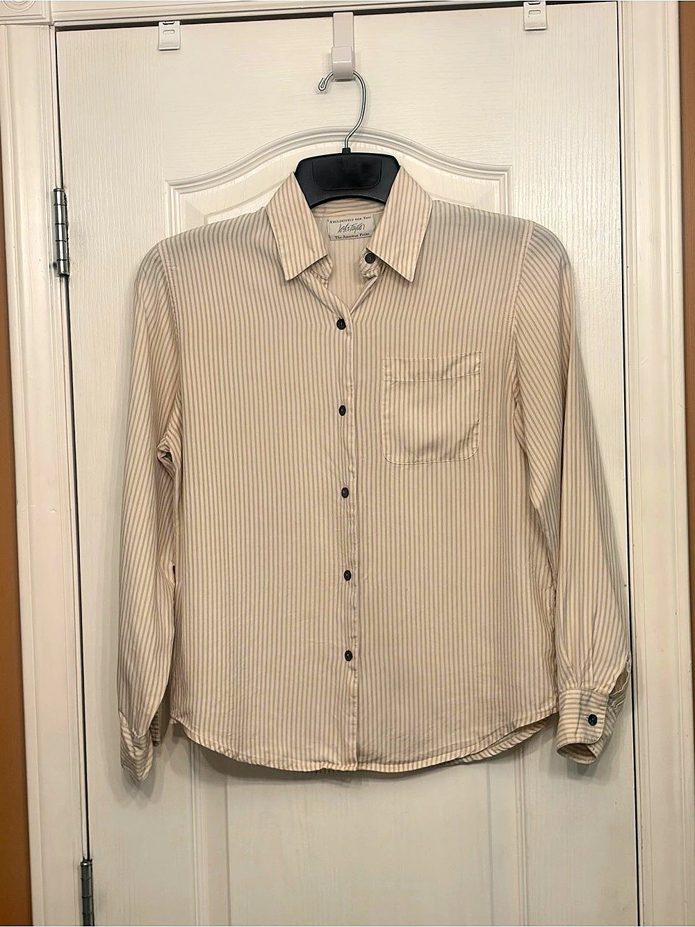 Vintage Lord & Taylor 100% Silk Striped Button-Down Shirt | Soft Minimalist Dark